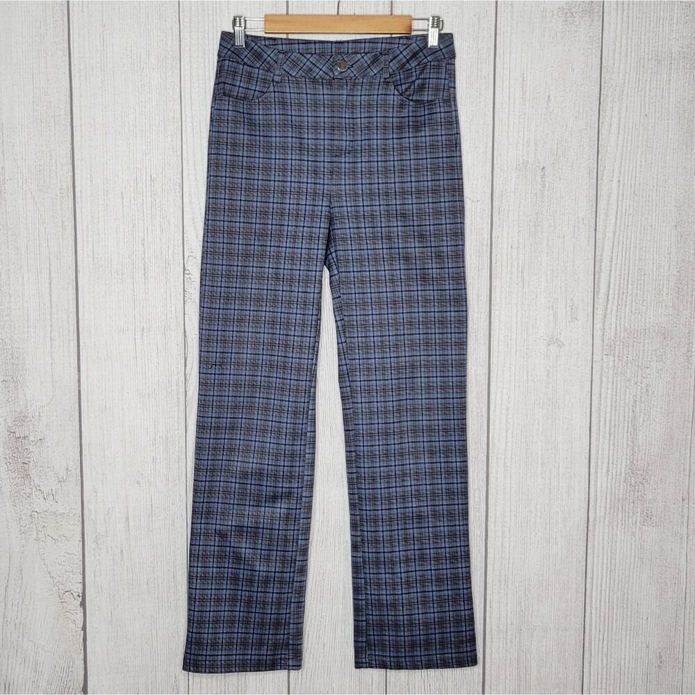 Princess Polly Blue & Black Plaid Pants, size 6